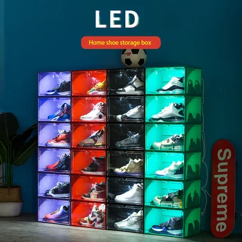 Naujas Produktas Akrilo Batų Dėžutė Su Šviesos Led AJ Sneaker Saugojimo Plastikiniai Su Balso Kontrolė