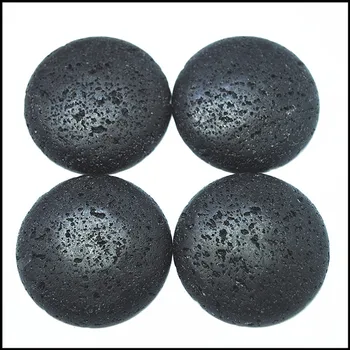 5VNT Pobūdžio Juodos Lavos Akmens Cabochons apvalios formos 40mm juoda spalva 