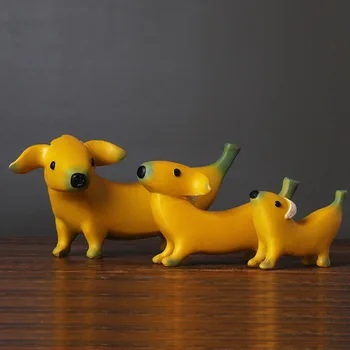 Šiaurės Dervos Statula Bananų Šunų Skulptūros Kūrybos Gyvūnų Mielas Šuo Dovana, Vaikų Kambario Puošybos Stalviršio Meno Bananų Dog Dekoras
