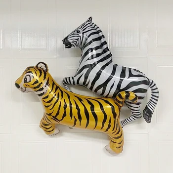 1Pcs Zebra Tigras Folija, Balionus Gimtadieniui Dekoro Didelis Pėsčiųjų Safari Gyvūnai Helio Globos Vaikams, Kūdikių Dušas, Papuošalai 0