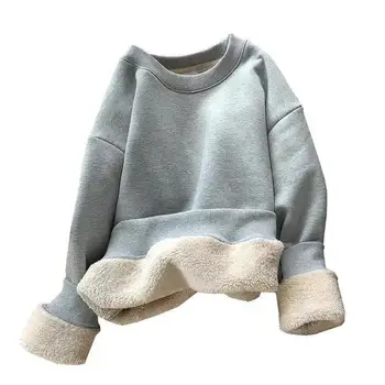2022 m. Žiemos Vilnos Sutirštės Sweatershirts Vyrai Laisvi O-kaklo Šiltas Hoodless Viršų Šalta-įrodymas, Šiltas, Žemiausią Marškinėliai Kieto Spalvų 5XL 4