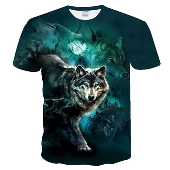 2021 naujų gyvūnų temą T-shirt 3D atspausdintas gyvūnų vilkas t-shirt Harajuku marškinėliai Vasaros naujovė T-shirts Mens drabužių Streetwear viršūnės