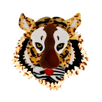 Retro mados Tigras Sagė Zodiako Tigro Metais Atminimo Rhinestones-dygliuotos Lydinio Kaištis Unisex Dekoratyvinis Corsage Papuošalai 3