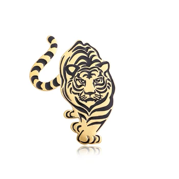 Retro mados Tigras Sagė Zodiako Tigro Metais Atminimo Rhinestones-dygliuotos Lydinio Kaištis Unisex Dekoratyvinis Corsage Papuošalai 5