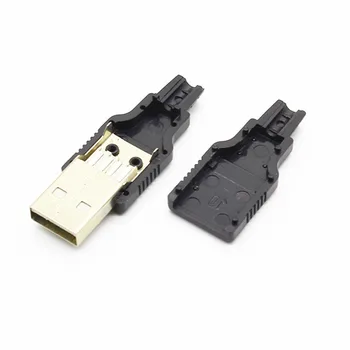 IMC karšto Naujas 10vnt Type A Male USB 4 Polių Kištukinis Sujungiklis Su Juodo Plastiko Dangtis