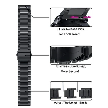 Akių & Soild Nerūdijančio Plieno Watchband Garmin Vivomove HR 3S 3 / Vivoactive 4 4S 3 / Venu Luxe Stiliaus Laikrodžių Juosta Dirželis 0