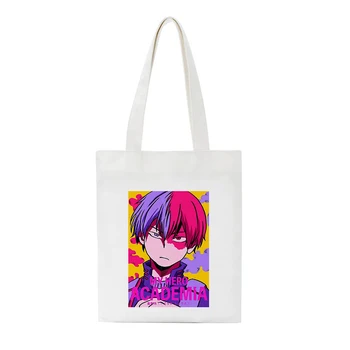 Shopper Bag Spausdinimo Anime Mano Herojus Akademinės Bendruomenės Moterų Medvilnės Audinio Rankinės Nešti Harajuku Kawaii Pečių Krepšiai, Kpop Moterų Drobė Maišelis