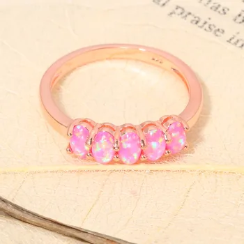 CiNily Sukurta Pink Fire Opal Rose Auksą, Padengtą Didmeninė Karšto Parduoti Mados Jewelrys Moterų Kalėdų Žiedų Dydis 6-9 OJ9240