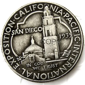 JAV 1935 San Diego PUSĖ DOLERIŲ SIDABRO PADENGTĄ kopijuoti monetas
