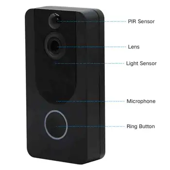 Smart WiFi Vaizdo Doorbell 1080P HD Kamera, Domofonas IP Durų Bell V7 Home Security Naktinio Matymo Belaidžio Vaizdo Telefoną Nuotolinio Peržiūra 0