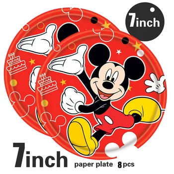Mickey Mouse Gimtadienio Dekoracija Vaikų Berniukų Vienkartiniai Indai, Servizas Plokštės Balionai Staltiesė Baby Shower Prekes