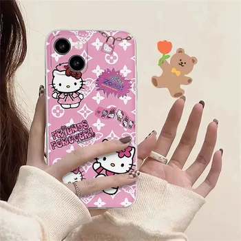 Hello Kitty, Anime ir Animacinių filmų Rožinė Telefono dėklas iPhone13 12ProMax Apsaugoti Apvalkalas Minkštas Silikagelio Mergina Kawaii Dekoro Aksesuarai Dovanos