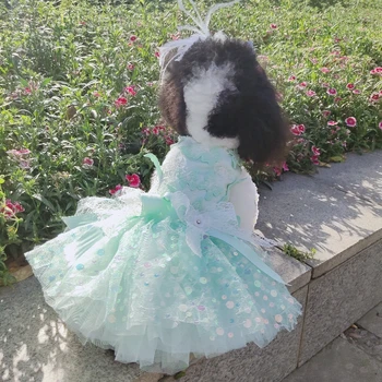 2022 Prabangus Rankų Darbo Naminių Šunų Drabužius Žalias Drugelis Išsiuvinėti Nėriniai Lankas China Princess Šalis Suknelės Šuniukas Šuo, Komplektai, Paltai