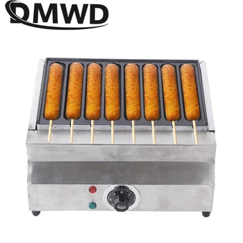DMWD Komercinių Elektros Traškūs prancūzijos Hot Dog Lolly Stick Kepimo Mašina 8 Tinklus Blynai Kukurūzai, Dešra, Grotelės Pliurpalas Užkandžiai Maker 3
