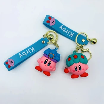 Kawaii Anime Mini Animacinių filmų Kirby Animacija Mielas Silikono Keychain Priedai Krepšys Automobilių Pakabukas Vaikų Gimtadienio Dovanos, Žaislai