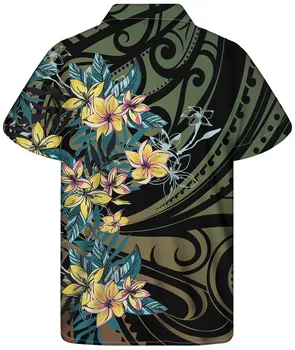 2022 M. Vasaros Mados Harajuku Vyrų Komfortą T-Shirt Pigūs Marškinėliai Aukso Juostele Spausdinti Aukštos Kokybės Polinezijos Genčių Juodas Fonas