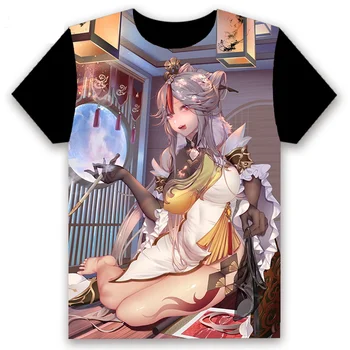 Mielas marškinėliai Anime Žaidimas Genshin Poveikio Ningguang Cosplay trumpomis Rankovėmis Unisex Mados Juoda Tee Viršūnes Moterų, Vyrų Vasaros Marškinėliai 0