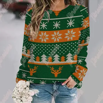 2022 M. Žiemos Džemperis Moterims Snaigės Spausdinti Puloveriai Moteris Jersey Šiltas Kailis Ponios Viršų Kalėdų Megztiniai