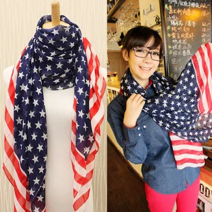Amerikos vėliavos modelis žvaigždžių ir juostų Europos ir Amerikos pailgino šifono scarfStars ir Juostelės Vėliavos Jūreivis
