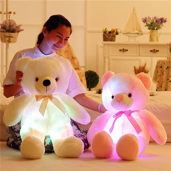 Kūrybos LED Indukcijos Lokys Lėlės, Pliušiniai Gyvūnų Šviesos Žaislas Spalvinga Šviesos Pliušinis Žaislas Gimtadienio, Valentino Dienos Dovanos Vaikams