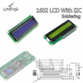 LCD Modulis Mėlyna / Geltona Žalia Ekrano IIC/I2C 1602 1602 LCD 16x2 Simbolių LCD Ekranas PCF8574T PCF8574 IIC I2C Sąsaja, 5V