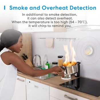 Meross HomeKit WiFi Dūmų & Gaisro Detektorių Smart Dūmų Signalizacijos Detektoriai su Centru, Namų Išbandytas Per VDS DIN EN 14604