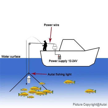 12V LED Žvejybos Šviesos Vandeniui Ip68 Jaukų Žuvų Ieškiklis Lempos Traukia Krevetės, Kalmarai Krilių 4 Spalvų Povandeninis žibintas