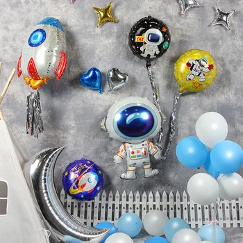 Kosmoso Tema Lėktuvo Kosminio Laivo Astronautas Raketų Aliuminio Folija Balionas Berniukas Gimtadienio Dekoracija Vaikų Mėgstamiausias Žaislas