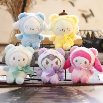 12CM Sanrio Serijos Pliušinis Lėlės, Žaislai Anime Pav Hello Kitty Kuromi Mano Melodija Įdaryti Lėlės Mielas Keychain Mergaičių Kuprinės Pakabuką 3