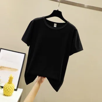 2021 Naujas cottonwomen apskritojo kaklo prarasti mados korėjos T-marškinėliai trumpomis rankovėmis