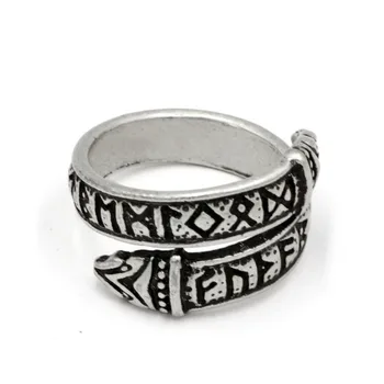 Derliaus reguliuojamas Skandinavų Vikingų Rune, Dragon Žiedas Vyresnysis Futhark Gyvatės Žiedas Vyrams Punk Šiaurės Amuletas Papuošalai Kalėdų Dovana