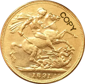 24 - K auksu Britų Monetų kopijuoti 1891 1
