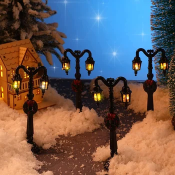 4Pcs Mini Kalėdų Lempos Po Kaimą Pasakų Lempos Traukinio Miniatiūrinių Žibintų Gatvės Lempų, Skirtų Lėlių Kaime Priedai