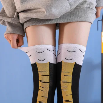 Juokinga Vištienos Kojų Pėdų Kojinės Moterims, Ilgai Kojinės Kojų Šildytuvus Mielas 3D Spausdinimo Vištos Koja Per Kelio Kojinės Kojinės Asmenybė