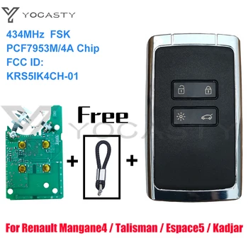 YOCASTY KR5IK4CH-01 Keyless Smart Klavišą 434Mhz PCF7953M 4A Chip 2016 m. 2017 m. 2018 m. 2019 M. Renault Megane 4 Talismanas Espace 5 Kadjar