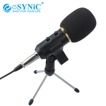 ESYNiC USB Kondensatoriaus Mikrofonas Su Profesinės Amp Chip 30Hz-20KHz Studio Garso Transliacijos Garso Įrašymo Trikojo Stovo, Juodas