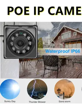 Mini POE IP Kameros, Naktinio Matymo IPC Plataus Kampo 2.1 MM Audio Saugumo Kameros IP66 Mažas Priežiūros Vaizdo P2P Onvif Paukštis Narve 3