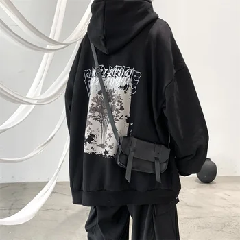 Grunge Stiliaus Tamsiai Augalų Grafinis Megztinis Negabaritinių Vyrų High Street Drabužius Alt Korėja Kpop Mados Puloveris Miesto Tendencija Streetwear
