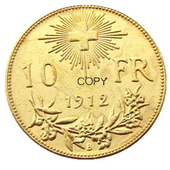 Šveicarija 10 Frs (1911-1922）4pcs Datą Pasirinko Auksą, Padengtą Kūrybos Kopijuoti Monetos