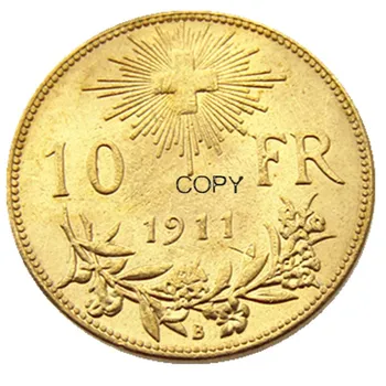 Šveicarija 10 Frs (1911-1922）4pcs Datą Pasirinko Auksą, Padengtą Kūrybos Kopijuoti Monetos 5