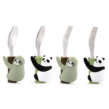 Lofca Kūdikių Silikono Šaukštai Panda Silikono Šakutės Tinginys Šėrimo Maisto Išmokti Valgyti Vaikų Stalo BPA Free Maistu Šerti