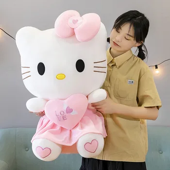 Animacinių filmų Sanrio Hello Kitty Pliušiniai Žaislai Anime Duomenys Kawaii Katė Minkštas Pliušinis Įdaryti Lėlės Mergina Vaikų Gimtadienio Dovanos