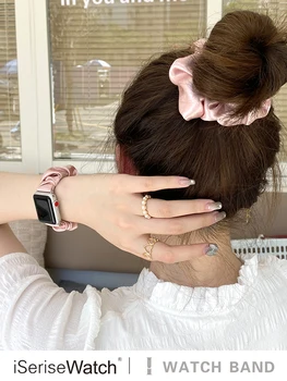 Scrunchie Elastiniu Diržu, Apple Watch Band Serijos 6 SE 5 4 3 2 1 38mm 40mm 42mm 44mm dėl Iwatch Ponios Plaukų Watchband Apyrankės 1