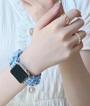 Scrunchie Elastiniu Diržu, Apple Watch Band Serijos 6 SE 5 4 3 2 1 38mm 40mm 42mm 44mm dėl Iwatch Ponios Plaukų Watchband Apyrankės 3