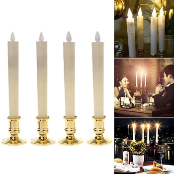 12pcs Homemory LED Siaurėjantys Žvakės su Nuotolinio Mirkčiojančios Šviesos Flameless Meksikos Dekoro Navidad Helovinas Apdailos Kalėdų 1
