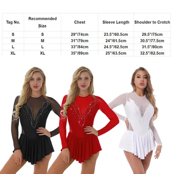 Paveikslas Ledo Čiuožimo Suknelė Moterims Cirkonio ilgomis Rankovėmis Gimnastika Skirted Baleto Leotard Dancewear Veiklos Kostiumas