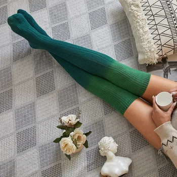 Everkaki Rudens-žiemos mados kaklaraištis dažų ilgas vamzdis virš kelio krūva kojinių mezgimo kojinės moteris