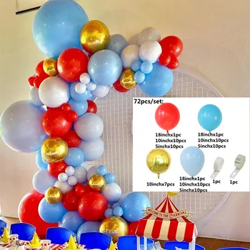 72pcs Balionų Girliandą Arch Rinkinys Gimtadienio Temą Šalies Apdaila Baby Shower Latekso Oro Globos Ballon Cirko Karnavalas Decors