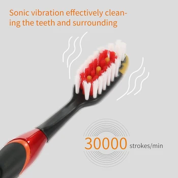 Sonic Elektros dantų šepetėlį 360 Laipsnių Burnos Valymo Black Series 3 vnt/Komplektas Vandeniui neslidžia Rankena su baterijomis 1