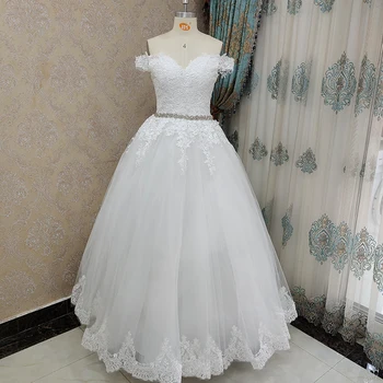 ZJ9183 nuo Peties Boho Vestuvių Suknelės Nėriniai Aplikacijos 2022 Skraiste Mariage Off Baltoji Princesė Tiulio Nuotakos Suknelė